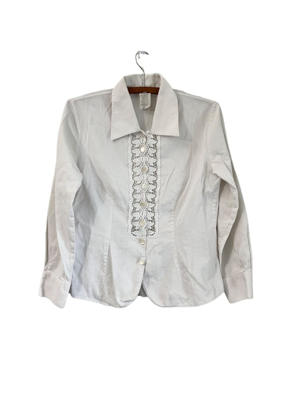 Nara Camacie White Crochet Front Button Shirt Italy Size Medium
